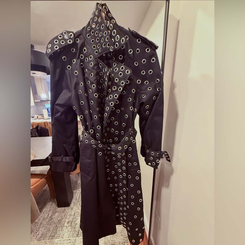 Custom Trench Coat With Silver Eyelets
